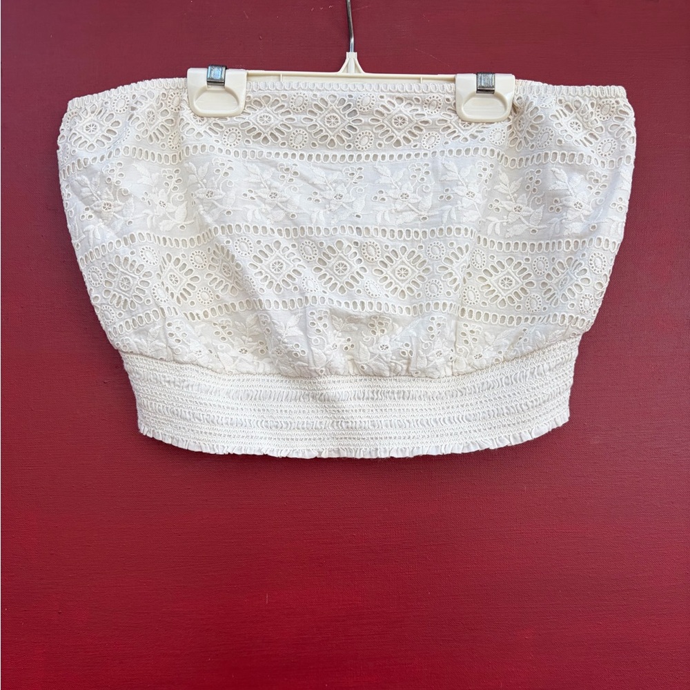 Alice Olivia Eyelet Lace Crop Top